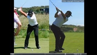 Jon Rahm golf swing  Long Iron faceon amp downtheline July 2017 [upl. by Tnelc]