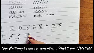 Calligraphy Alphabets  Pencil Calligraphy for Beginners  Uppercase Alphabets  Capital Letters [upl. by Ethelred]