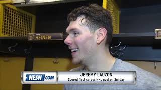 Bruins Jeremy Lauzon scores first career NHL goal [upl. by Engvall10]