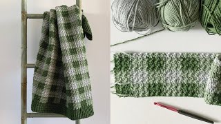 Crochet Green Gingham Baby Blanket [upl. by Windsor982]