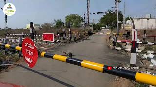 Karimnagar Kachiguda Train crossing the Railway gate with increased speed [upl. by Rednasyl]