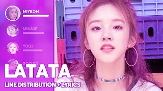 GIDLE  LATATA Line Distribution  Lyrics Color Coded PATREON REQUESTED [upl. by Rochester]