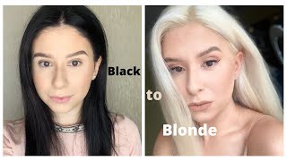 Bleaching my hair at home  BLACK to BLONDE  Part 1 [upl. by Deelaw]