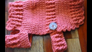 Crochet Dog Button Sweater 1 Front Post Double Crochet fpdc Back Post Double Crochet bpdc [upl. by Nimoynib]