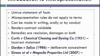 Misrepresentation Lecture 1 of 4 [upl. by Aihppa]