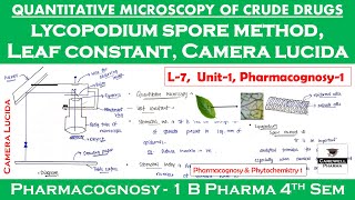 Quantitative microscopy of crude drugs  Lycopodium Spore method  Leaf constant  Camera lucida L7 [upl. by Anibla]